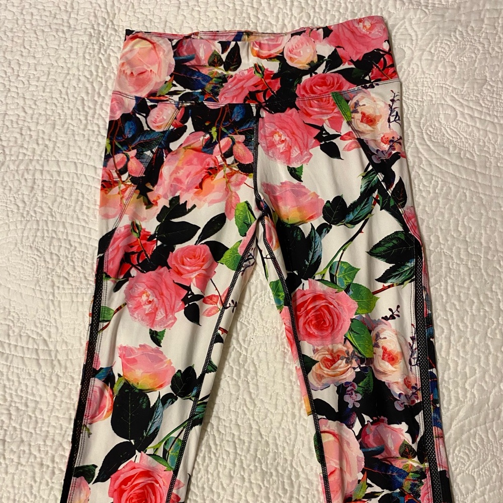 Give Love Get Love by Betsey Johnson Floral Workout Leggings